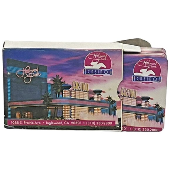 Vintage HOLLYWOOD PARK CASINO Playing Cards Open Box Complete - Picture 1 of 5